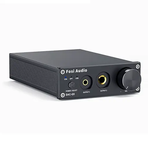 Конвертер звука SPDIF/Coaxial RCA/3.5/6.35 Fosi Audio DAC-Q5 black - фото 1