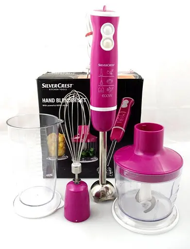 Блендер погружной 3 в 1 SILVER CREST 600W (блендер, миксер, чопер) pink - фото 2