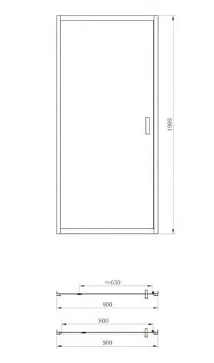 Душевые двери Dusel FA516 90x190, универсальные, прозрачный, хром - фото 3