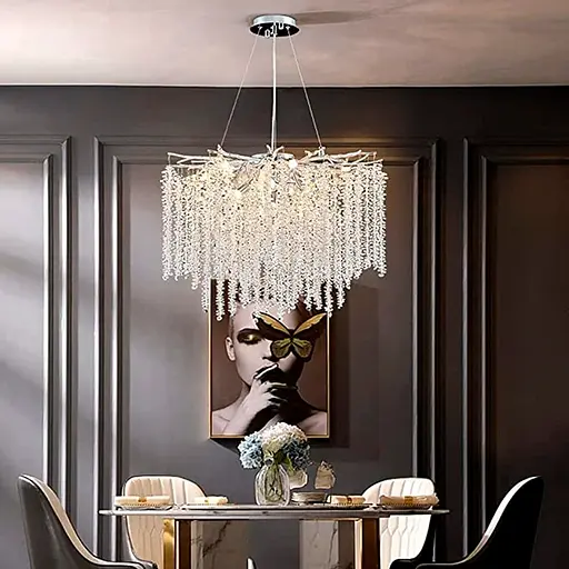 Подвесная люстра в корпусе хром с хрустальными камнями Line.F Диаметр 100см - фото 1