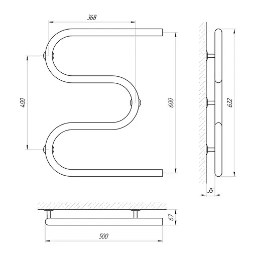 Полотенцесушитель Laris Змеевик 32 РС3 500x600 71207218, Хром - фото 2