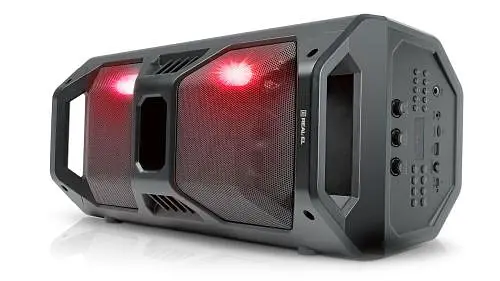 Колонка портативная 2.0 Real-El X-757 Black, 2 x 25 Вт, пластиковый корпус, Bluetooth, MicroSD/USB, FM - приемник, питание от аккумулятора, 8000мА x ч, управление сбоку - фото 2