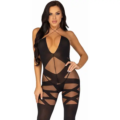 Бодістокінг Leg Avenue Illusion halter Bodystocking One Size Black, доступ - фото 4