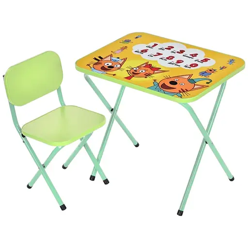 Детский столик Bambi M 5965-5 Три кота складной со стульчиком цифры