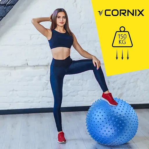 Мяч для фитнеса (фитбол) Cornix 65 см массажный Anti-Burst Blue XR-0483 - фото 3