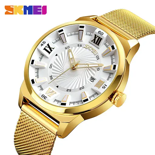 Годинник чоловічий наручний Skmei 9166 Gold white оригінал - фото 3