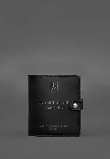 Кожаная обложка-портмоне для удостоверения офицера 11.0 черная Crazy Horse - фото 2