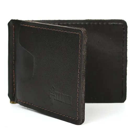 Зажим с монетницей кожаный коричневый Наппа Tarwa 11.5х8х1 см acs0032188 - фото 5