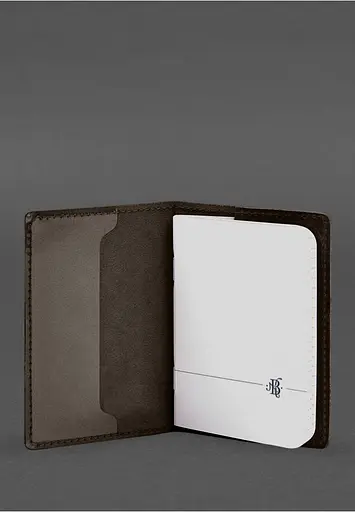 Кожаная обложка для военного билета офицера запаса 8.2 темно-коричневый Crazy Horse - фото 4