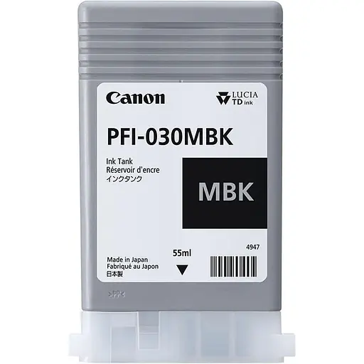 Картридж Canon PFI-030 MBK Matte Black Ink Cartridge 55 мл, сумісний із принтерами imagePROGRAF TA-20 і TA-30
