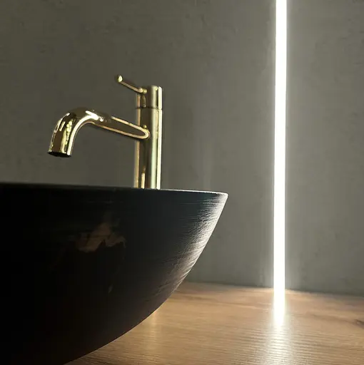 Умивальник Rea Stella black marble brushed накладний REA-U9086, Чорний матовий - фото 4