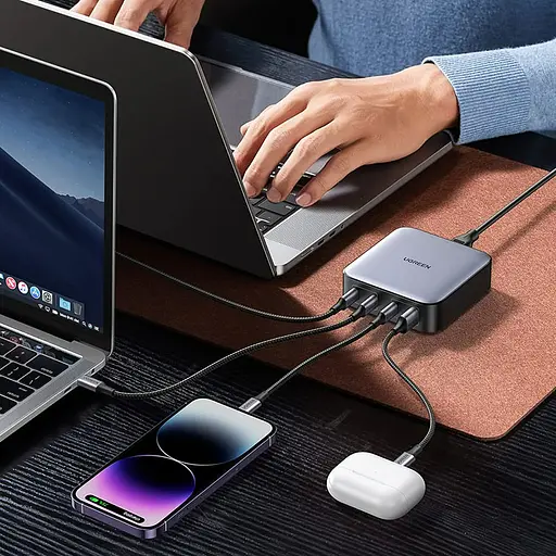 Зарядное устройство 4xUSB 100W 3хUSB-C+USB-A Gan Nexode черный CD328 Ugreen Desktop Fast Charger - фото 5