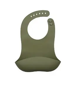 Силиконовый нагрудник слюнявчик 31х22 см, без бисфенола А, Olive - фото 1