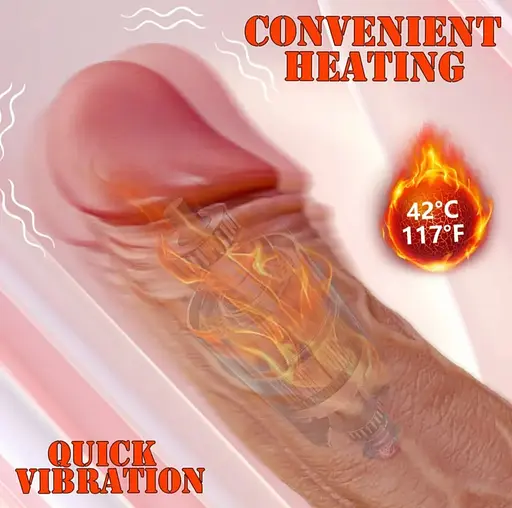 Реалістичний вібратор із підігрівом і телескопічним механізмом обертання, з пультом керування - фото 10