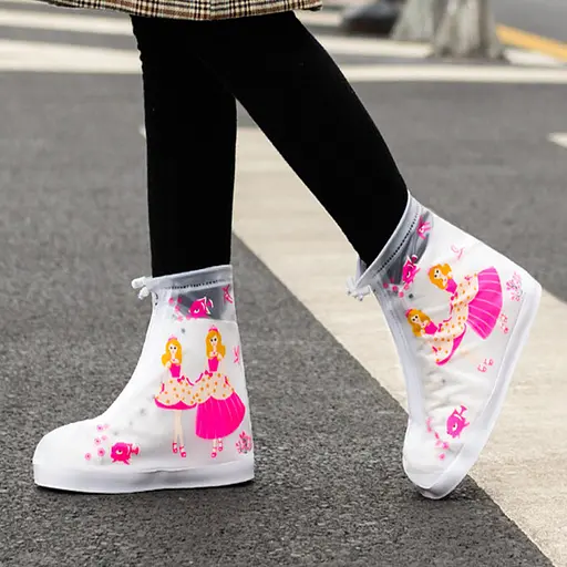 Дитячі гумові бахили Lesko M 20,5 см Рожевий, Дві принцеси (15351) - фото 3