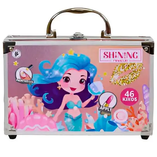 Косметика в металевому кейсі дитяча для макіяжу русалки 48 шт Розовий - фото 1