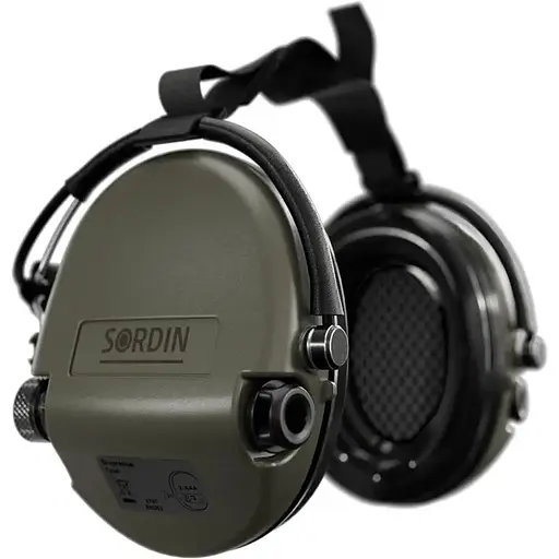 Активні навушники Sordin Supreme MIL AUX Slim з заднім тримачем зелені - фото 2