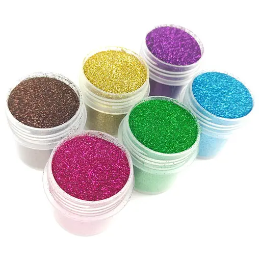 Набір гліттера для біо-тату «№1 Великий» glitter-set-big-6x-2, 6 кольорів по 12 мл - фото 2