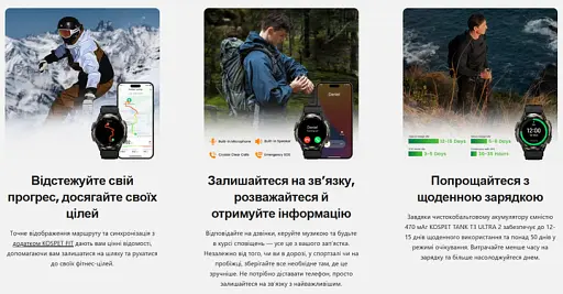 Умные тактические смарт-часы Kospet Tank T3 Ultra 2 модуль GPS Black (18653) - фото 10
