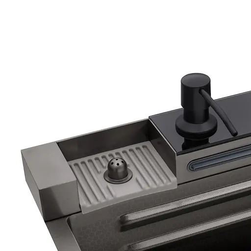 Кухонна мийка Kroner KRP Schwarze - SET7546ARTHM PVD (3.0/0.8 мм) CV033375, Чорний - фото 10