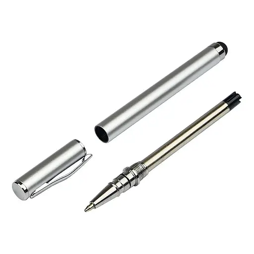 Стилус ємнісний, з кульковою ручкою, металевий, сріблястий. - фото 2