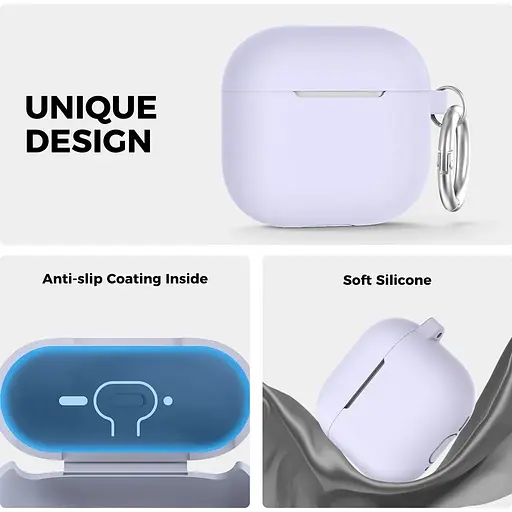 Чехол AhaStyle Colorful Silicone Case для AirPods 4 Lavender [133812] - фото 2