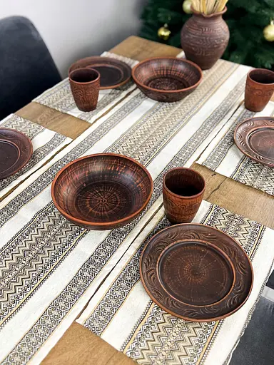 Льняная дорожка с украинским орнаментом Рандеву 140х30 см