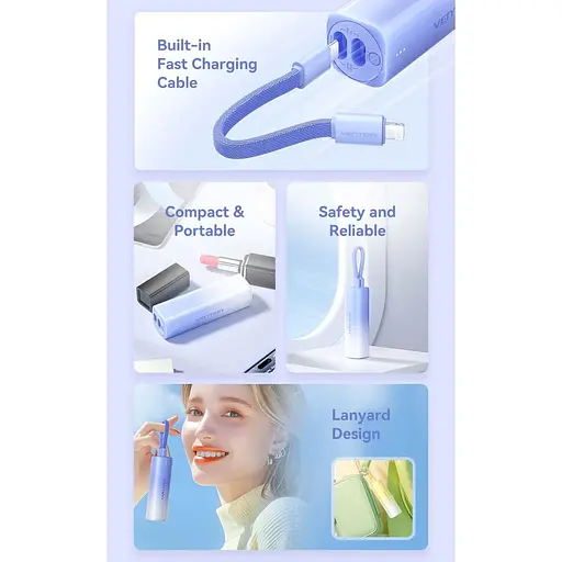 Павербанк Vention Gray 5 000 mAh / 20 Вт (FHWM0) - фото 3