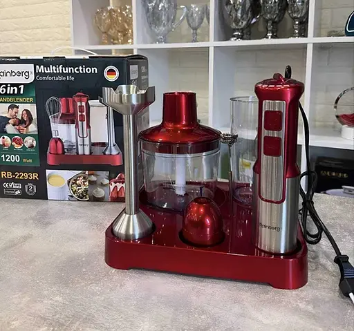 Занурювальний блендер Rainberg RB-2293 з підставкою 6в1 Червоний 1200Вт - фото 7