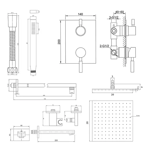 Душевая система Kohlman Roxin 20 chrome + BOX скрытого монтажа KPL-QW211RQ20, Хром - фото 2