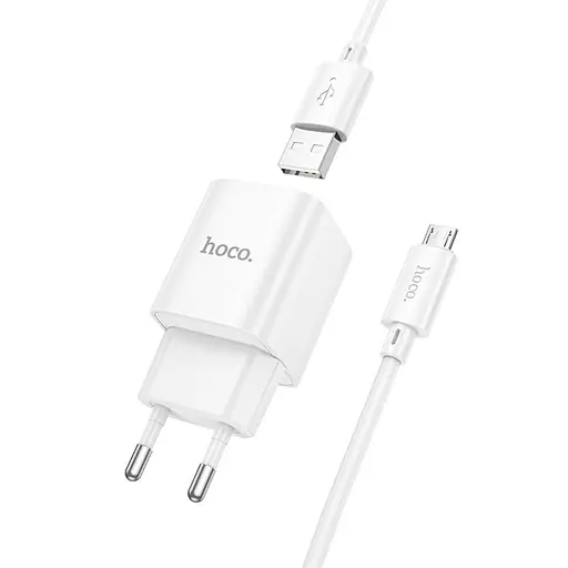 МЗП Hoco C145A Charm QC3.0 18W (1USB-A) + кабель USB to MicroUSB White - фото 4