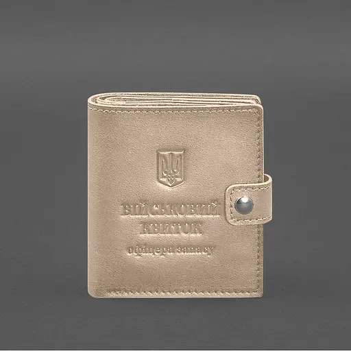 Кожаная обложка-портмоне для военного билета офицера запаса (широкий документ) Светло-бежевый - фото 9