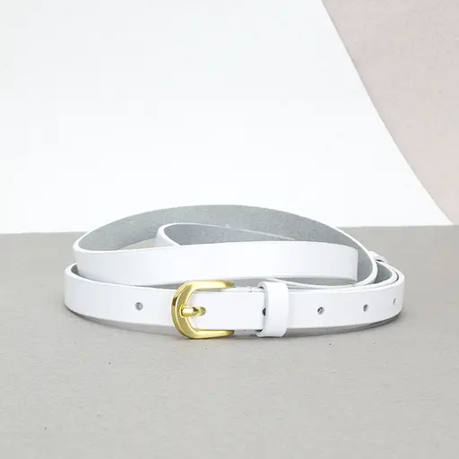 Ремень кожаный женский узкий белый HC-1562 (130 см) - фото 1