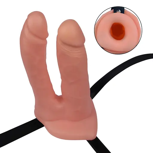 Страпон для двойного проникновения LoveToy Unisex Hollow Double Penetrator 18 см телесный - фото 3