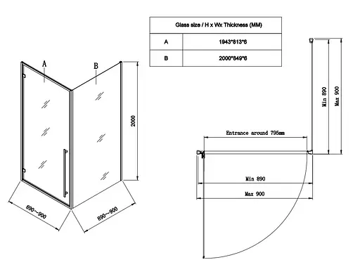 Душевая кабина без поддона Koer SR SC08-90x90x200 -TR-01 прозрачное стекло Easy Clean 6 мм, хром KR5371, Универсальная, прозрачная, хром - фото 7