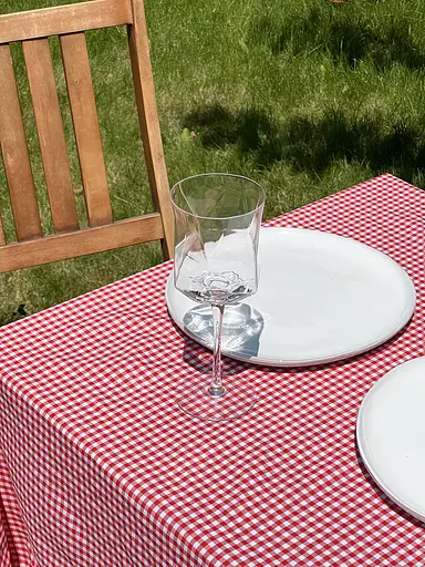 Скатертина в клітинку для столу Зефір 100х100 см (+ 4 серветки 30х40) Червона і Біла - фото 3