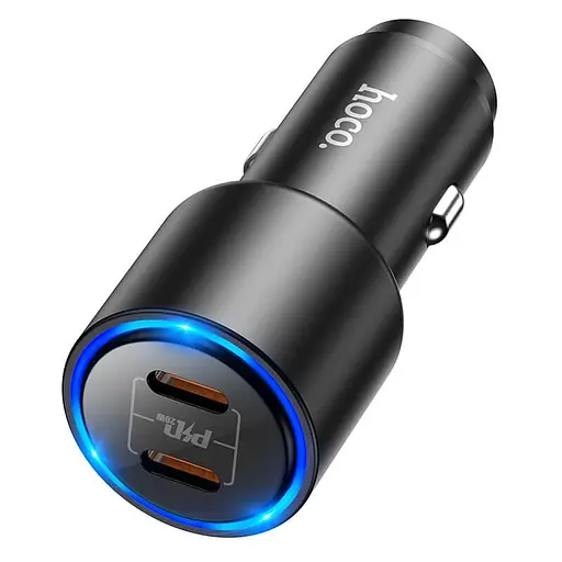 Зарядное устройство 2 выхода USB-C - HOCO NZ3 Clear way dual port PD car charger 40W черный - фото 1