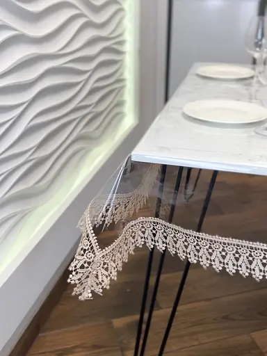 Силіконова скатертина з кавовим мереживом 7 см 360х110 см - фото 2