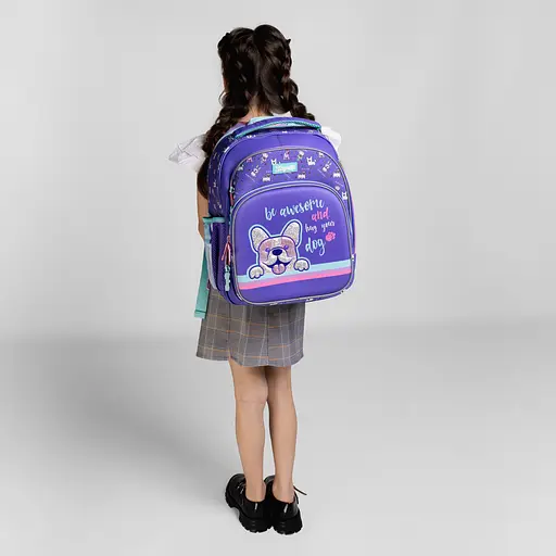 Школьный рюкзак 1Вересня каркасный S-106 Corgi фиолетовый - фото 5