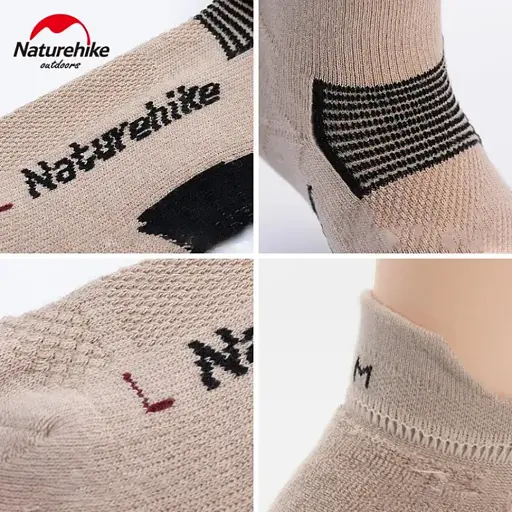Носки Naturehike NH21FS014 низкие 2 пары, L, бежевые, черные - фото 2