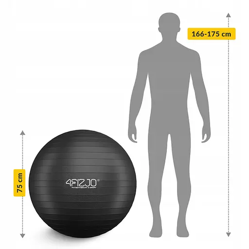 М'яч для фітнесу (фітбол) 4FIZJO 75 см Anti-Burst Black (P-5907739316370) - фото 7