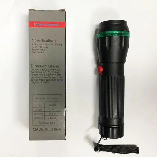 Фонарь ручной LED 7083 на батарейках ААА с функцией масштабирования Черный - фото 4