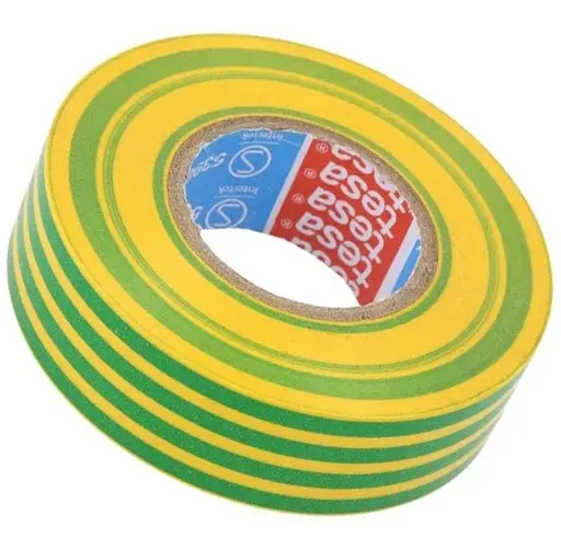 Ізоляційна стрічка Tesa SPVC +90°C 7000V 20 м х 19 мм жовто-зелена