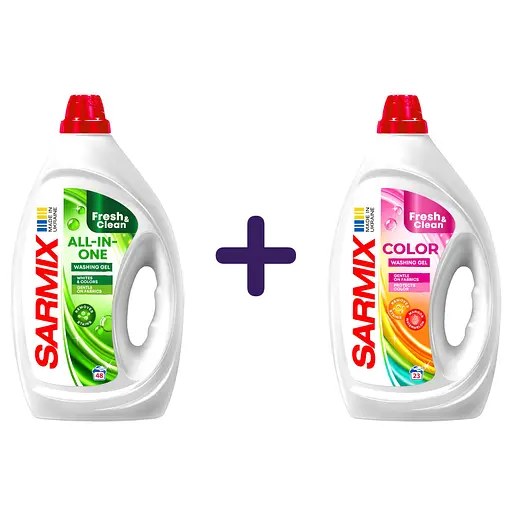 Набір: Гель для прання Sarmix All-in-One 900 мл + Гель для прання Sarmix Color 900 мл