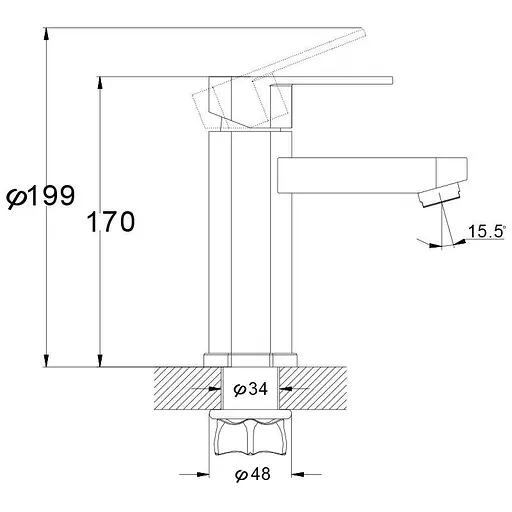 Змішувач для умивальника TROYA LAB1-A136 одноважільний 30412 - фото 3