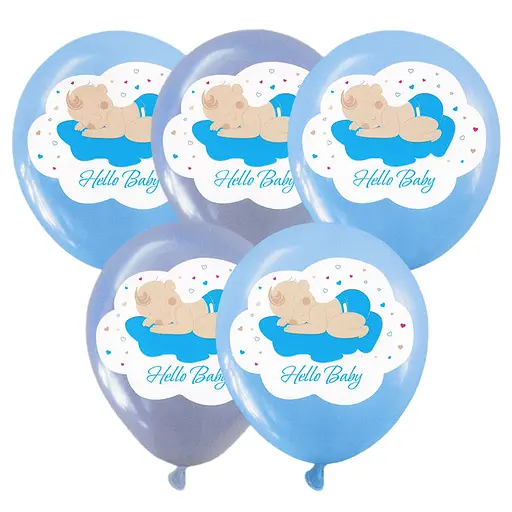 Шарик воздушный латексный с принтом 30 см (25) Baby синяя, IDEA7-PB-57