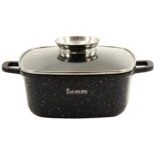 Кастрюля алюминиевая квадратная Zauberg с мраморным покрытием и крышкой 3.5 л (1222 SN)