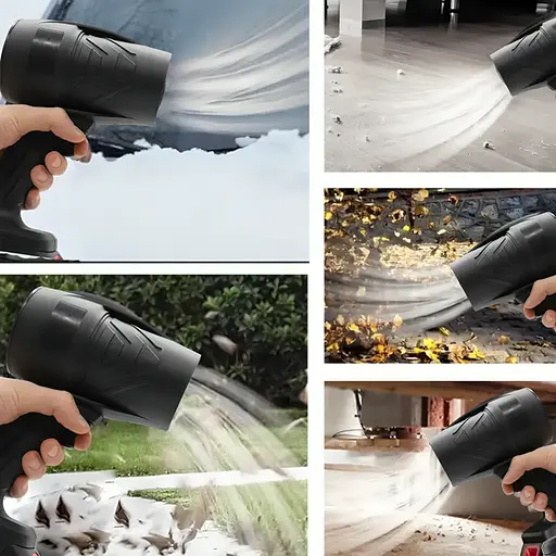 Портативна повітродувка ручний турбовентилятор з знімним акумулятором і валізою для перенесення 48Вт Чорний - фото 7