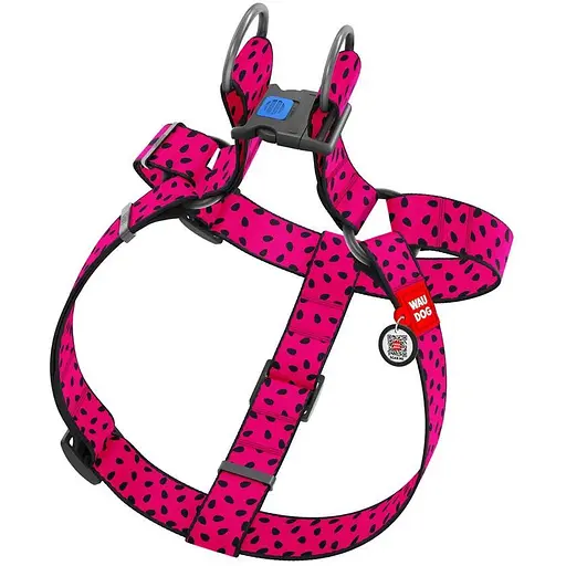 Шлейка для собак Waudog Nylon с QR паспортом, рисунок "Арбуз", пластиковый фастекс, XL - фото 2