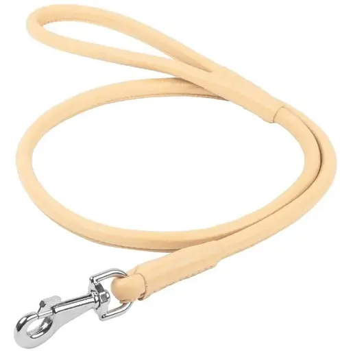 Повідець для собак Waudog Glamour шкіряний круглий, бежевий